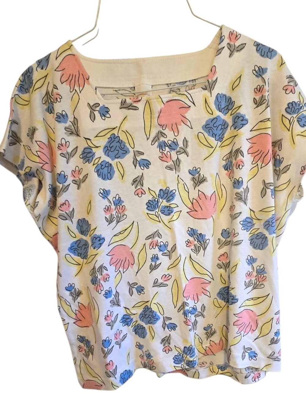Vintage Jantzen Floral Square Neck Dolman Sleeve Top